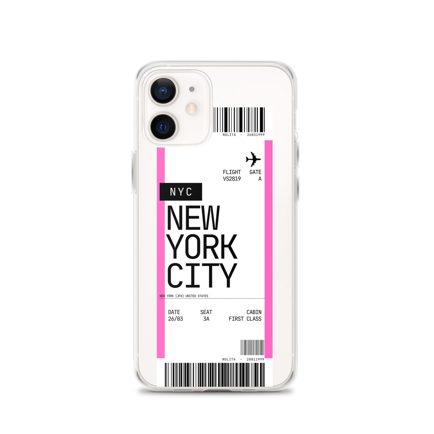 Nolita NYC Plane Ticket iPhone Case, iPhone 12
