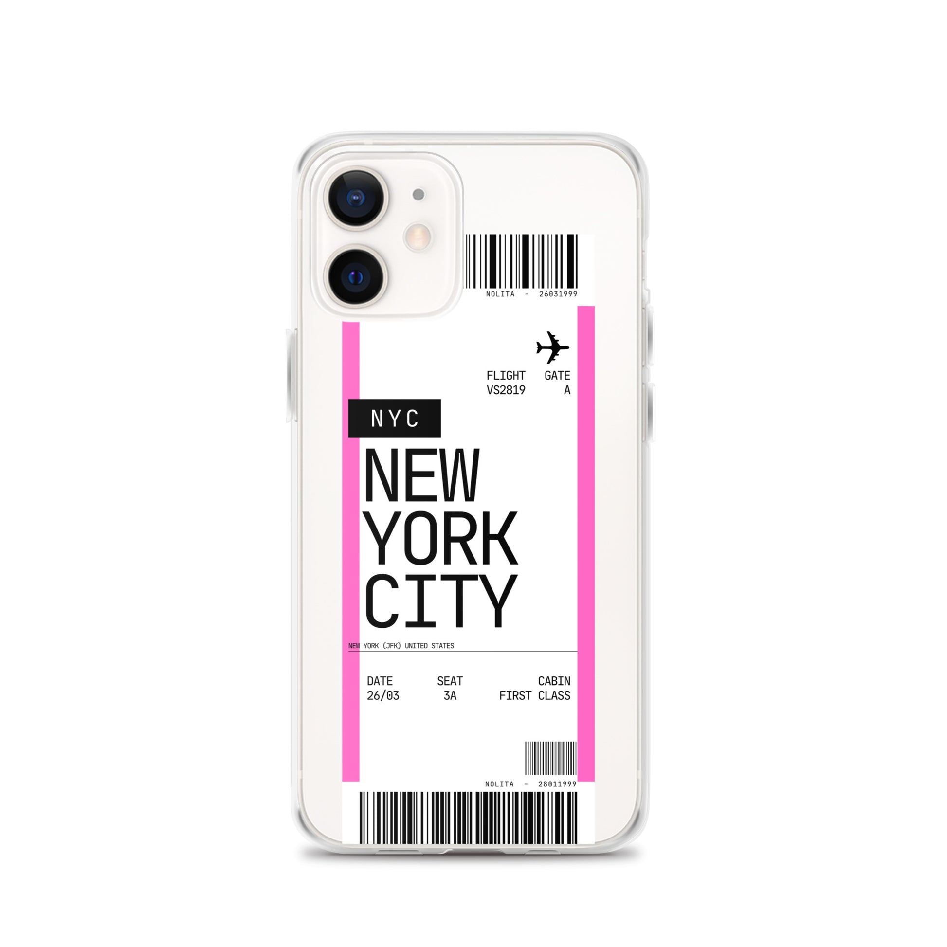 Nolita NYC Plane Ticket iPhone Case, iPhone 12