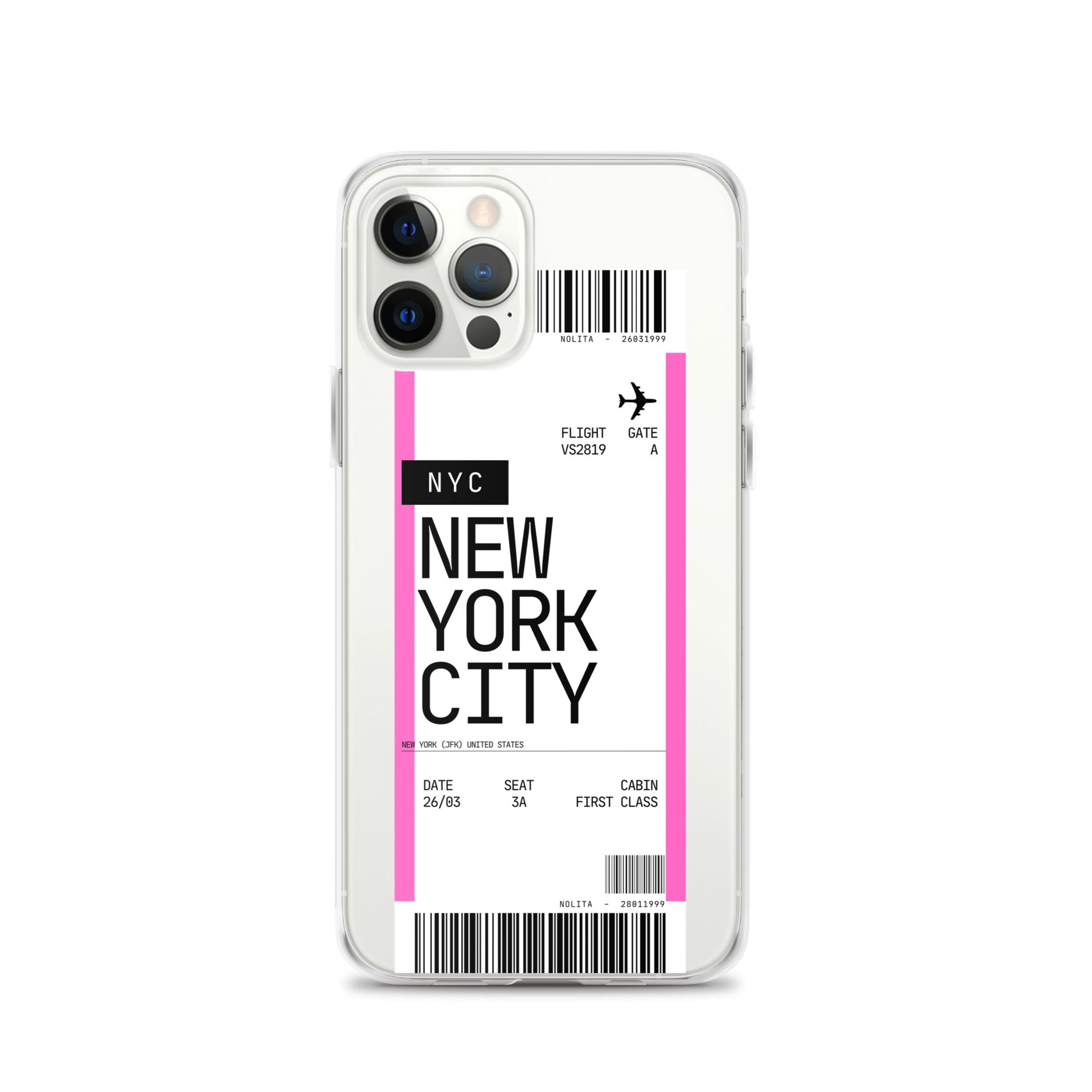 Nolita NYC Plane Ticket iPhone Case, iPhone 12 Pro