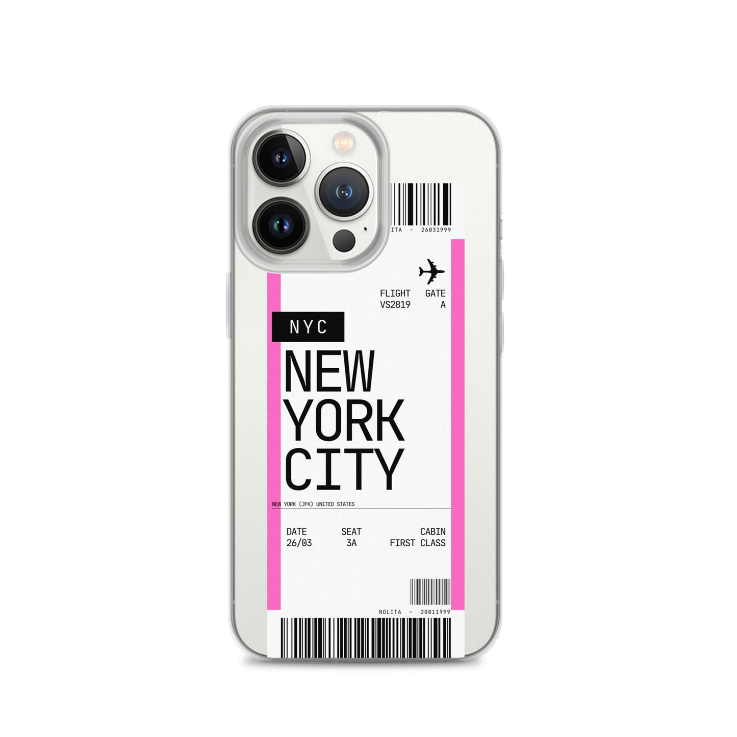Nolita NYC Plane Ticket iPhone Case, iPhone 13 Pro