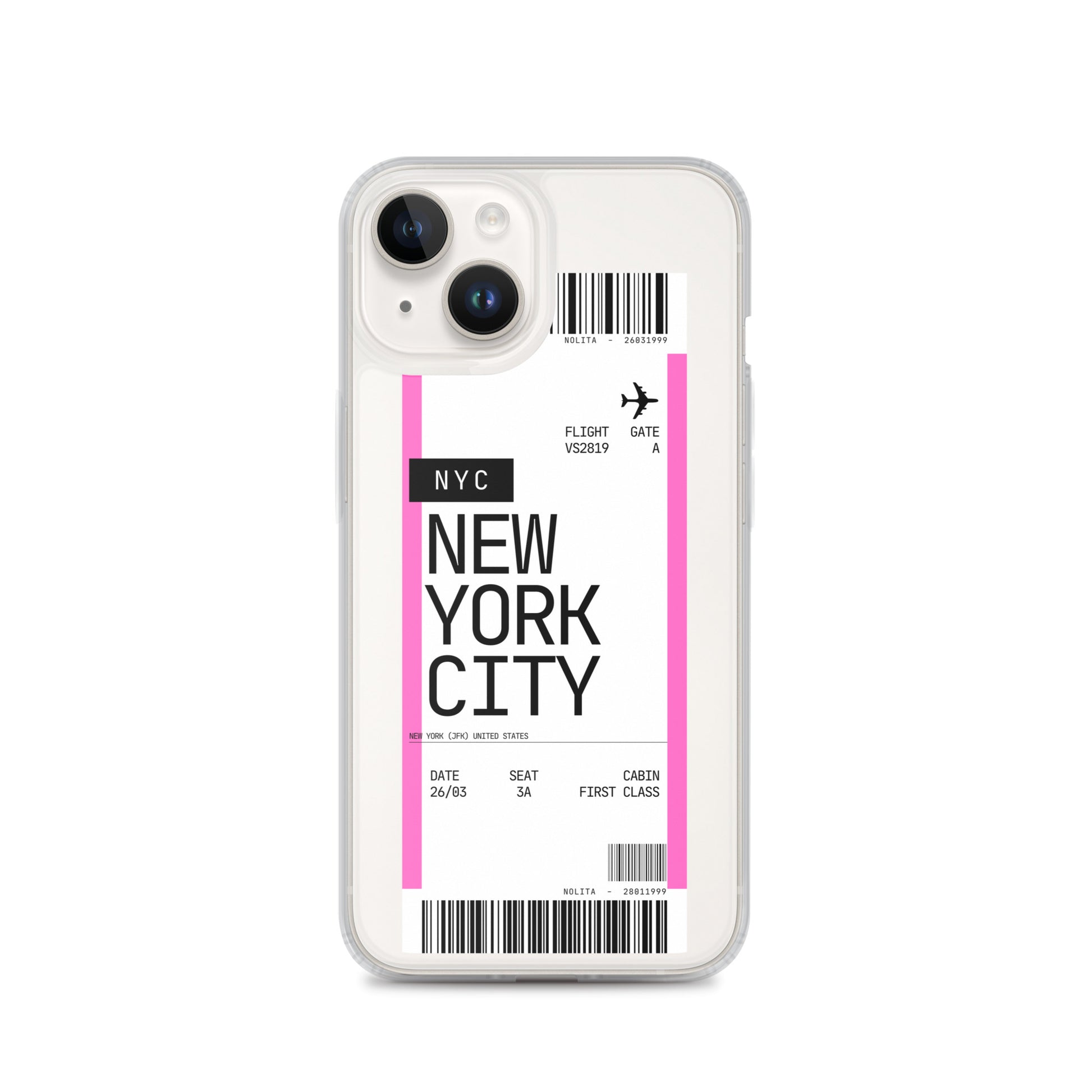 Nolita NYC Plane Ticket iPhone Case, iPhone 14
