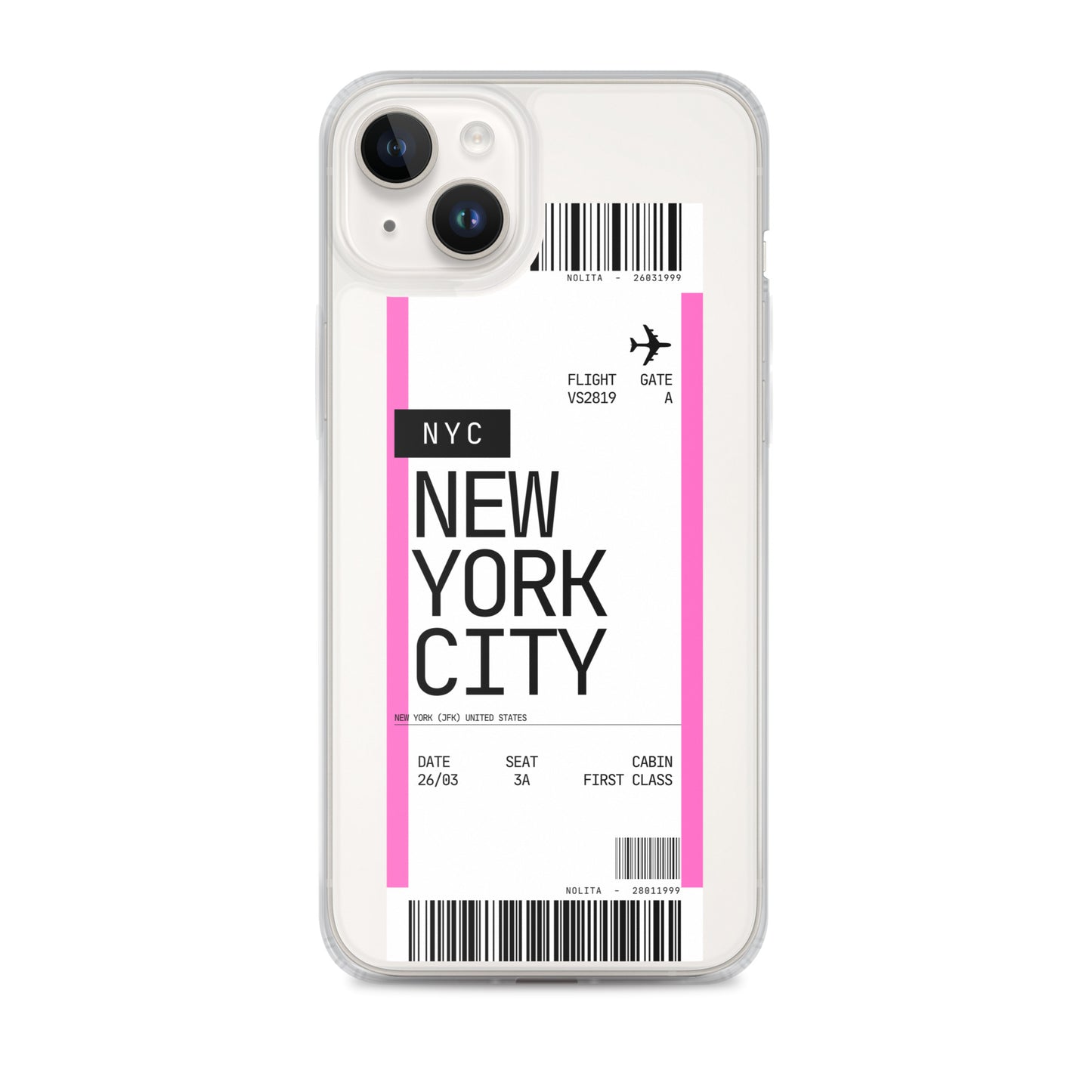 Nolita NYC Plane Ticket iPhone Case, iPhone 14 Plus