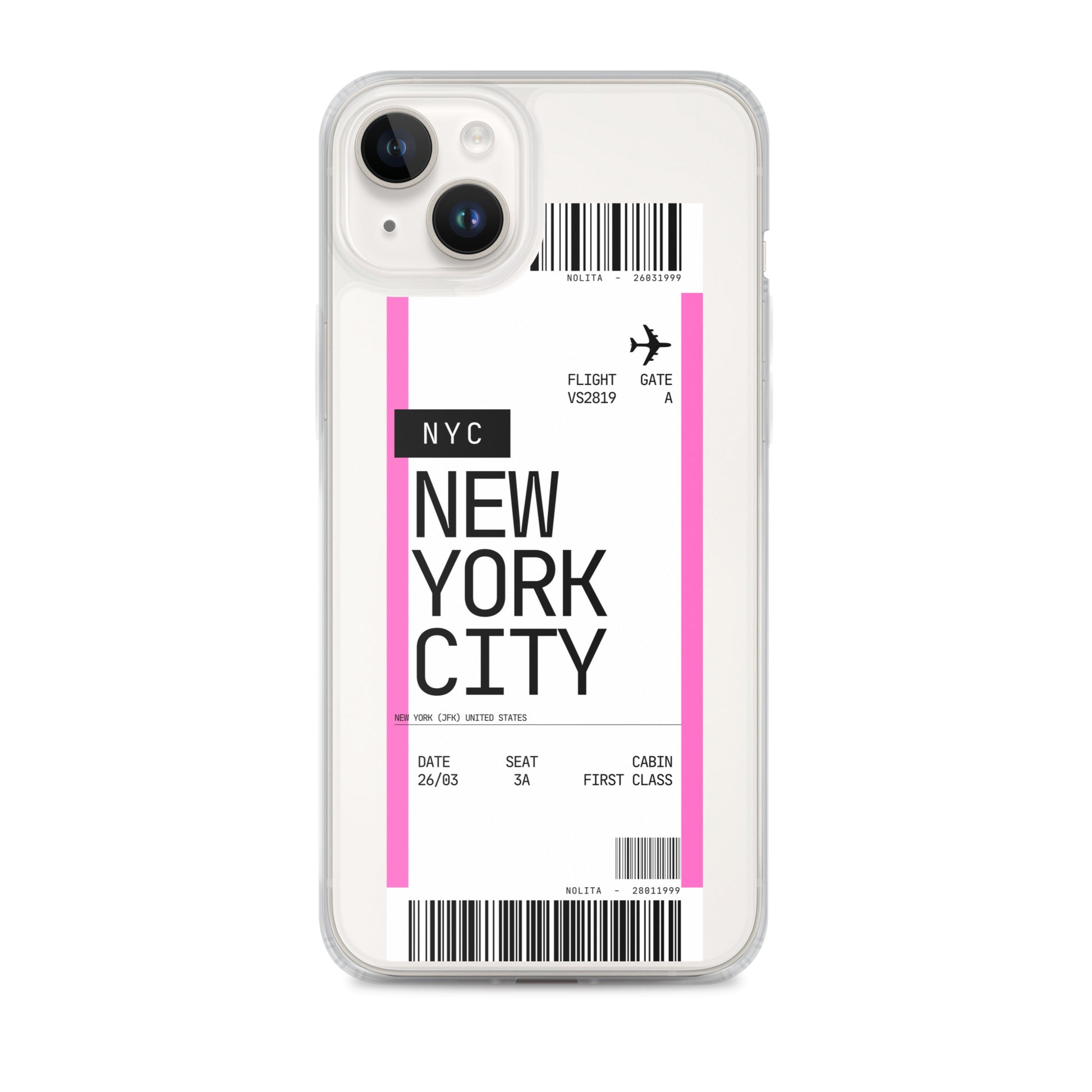 Nolita NYC Plane Ticket iPhone Case, iPhone 14 Plus