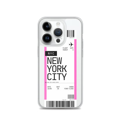 Nolita NYC Plane Ticket iPhone Case, iPhone 14 Pro