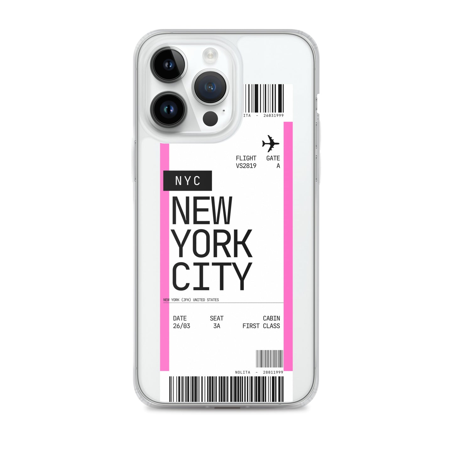 Nolita NYC Plane Ticket iPhone Case, iPhone 14 Pro Max