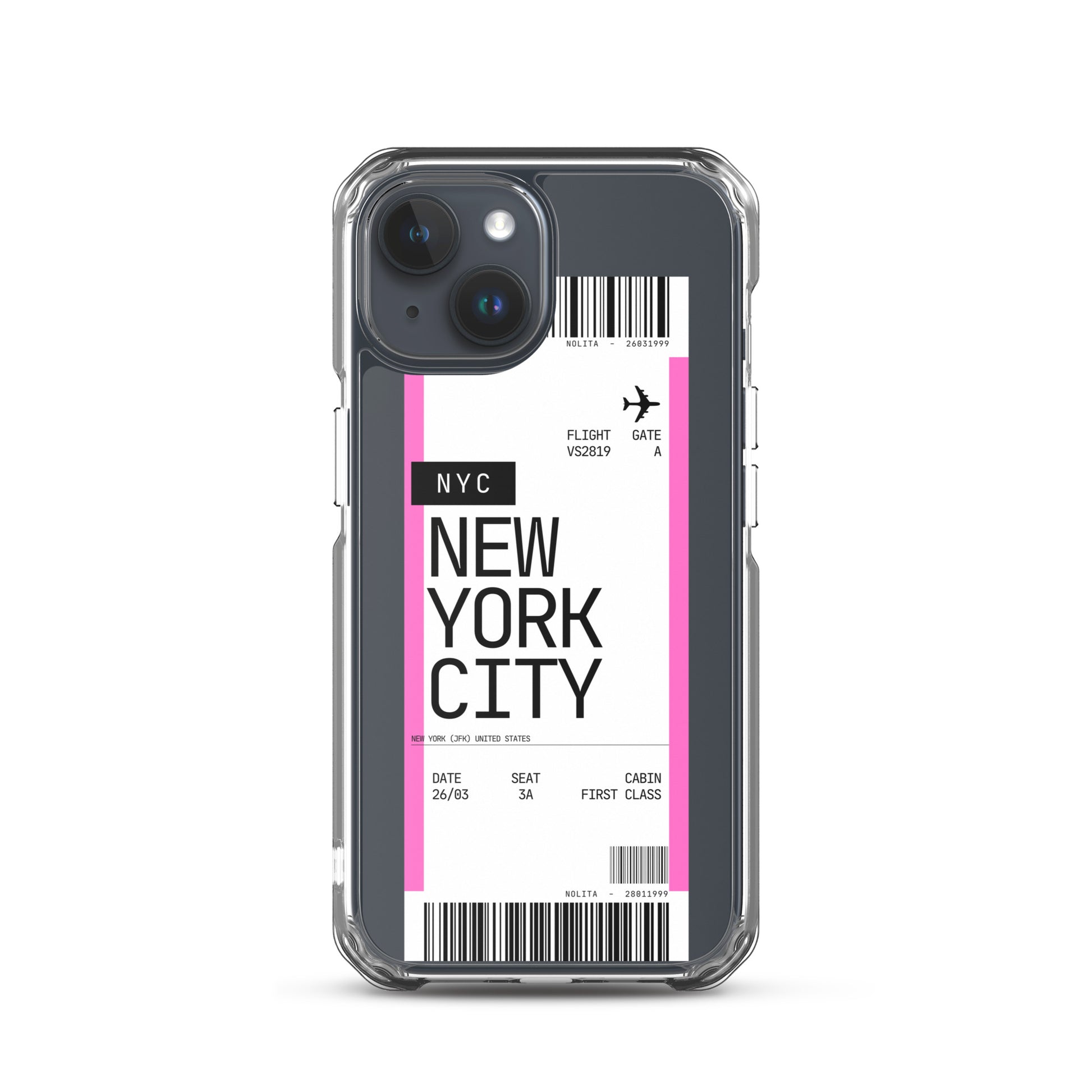 Nolita NYC Plane Ticket iPhone Case, iPhone 15
