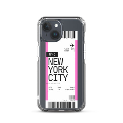 Nolita NYC Plane Ticket iPhone Case, iPhone 15