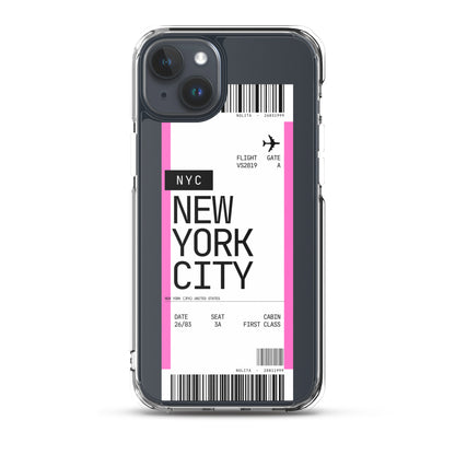 Nolita NYC Plane Ticket iPhone Case, iPhone 15 Plus