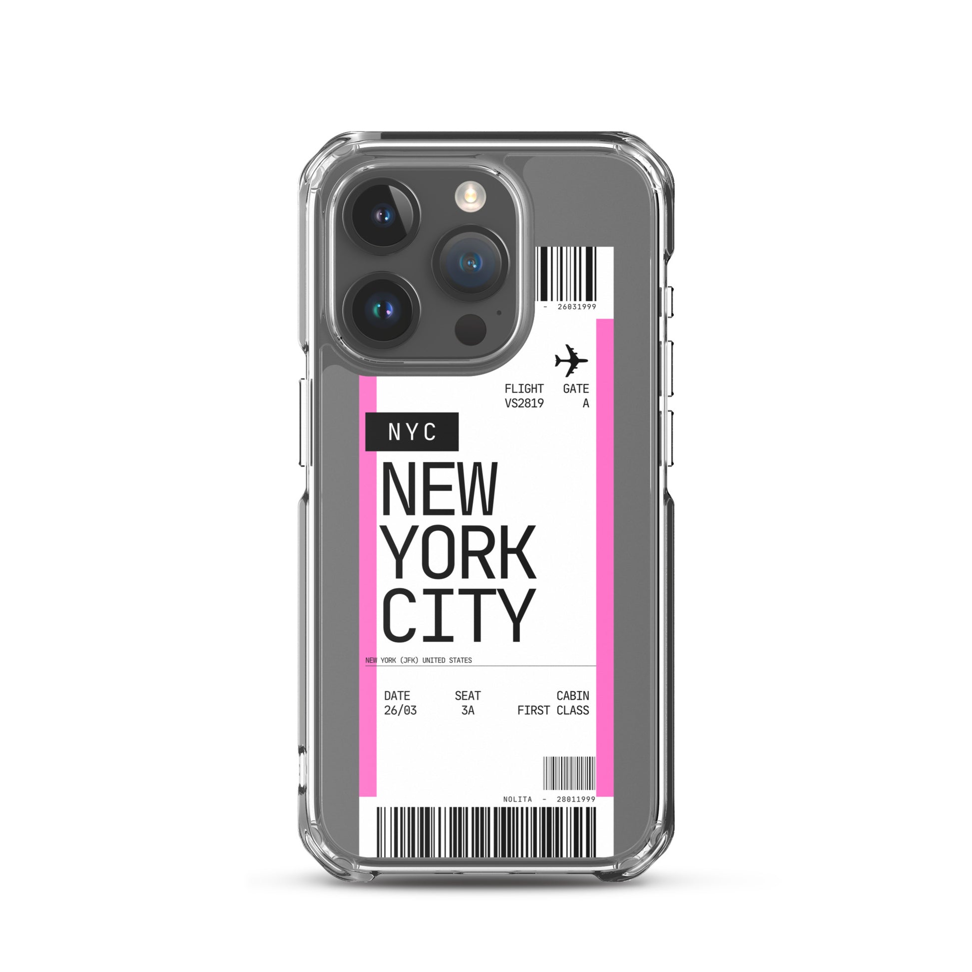 Nolita NYC Plane Ticket iPhone Case, iPhone 15 Pro