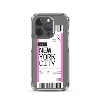 Nolita NYC Plane Ticket iPhone Case, iPhone 15 Pro