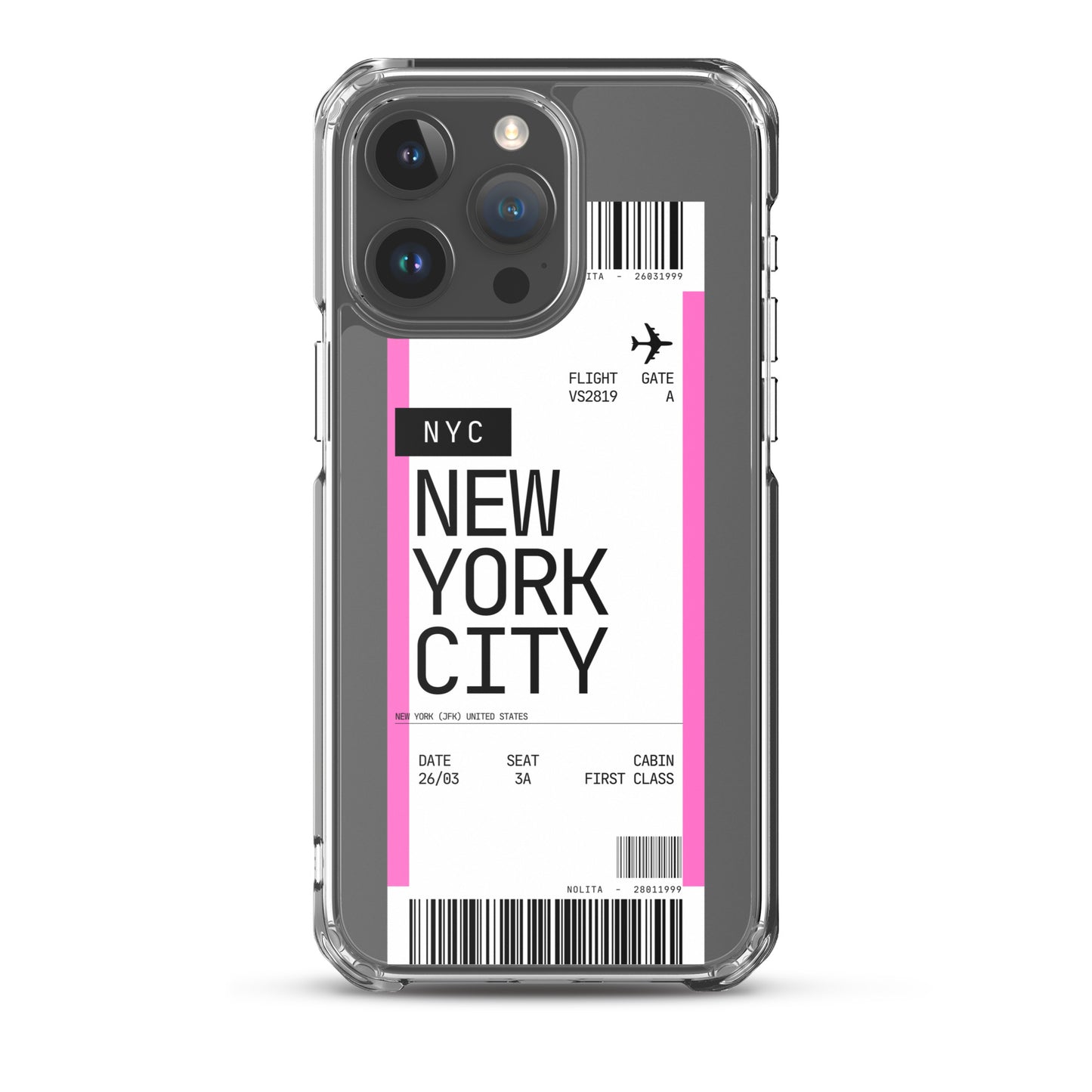 Nolita NYC Plane Ticket iPhone Case, iPhone 15 Pro Max